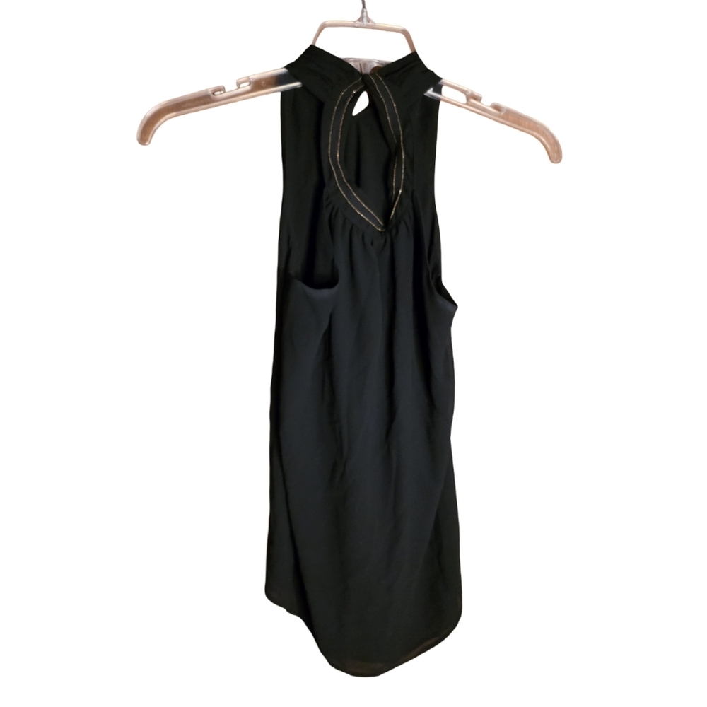 Naked Zebra Black High Neck Halter Top • Size S • Minimalist Draped Blouse
